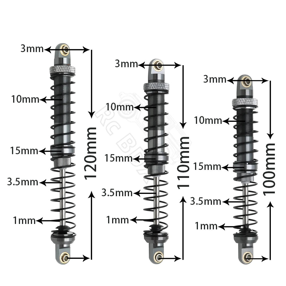 Metal 70mm 80mm 90mm 100mm 110mm 120mm Shock Absorber Oil Damper for 1/10 RC Crawler Car Axial SCX10 AXI03007 RBX10 D90 TRX4 - Cozy & Co. Market
