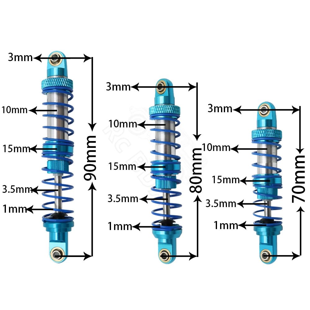 Metal 70mm 80mm 90mm 100mm 110mm 120mm Shock Absorber Oil Damper for 1/10 RC Crawler Car Axial SCX10 AXI03007 RBX10 D90 TRX4 - Cozy & Co. Market