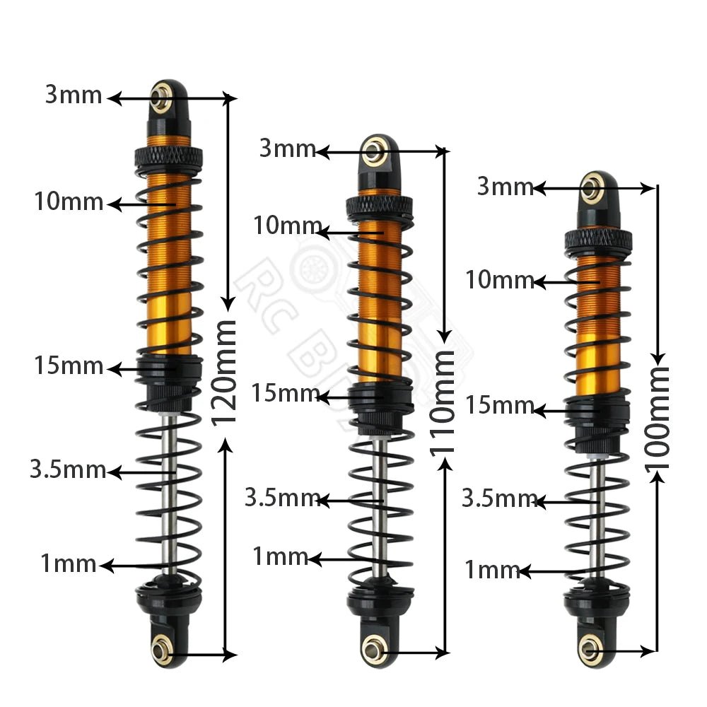 Metal 70mm 80mm 90mm 100mm 110mm 120mm Shock Absorber Oil Damper for 1/10 RC Crawler Car Axial SCX10 AXI03007 RBX10 D90 TRX4 - Cozy & Co. Market