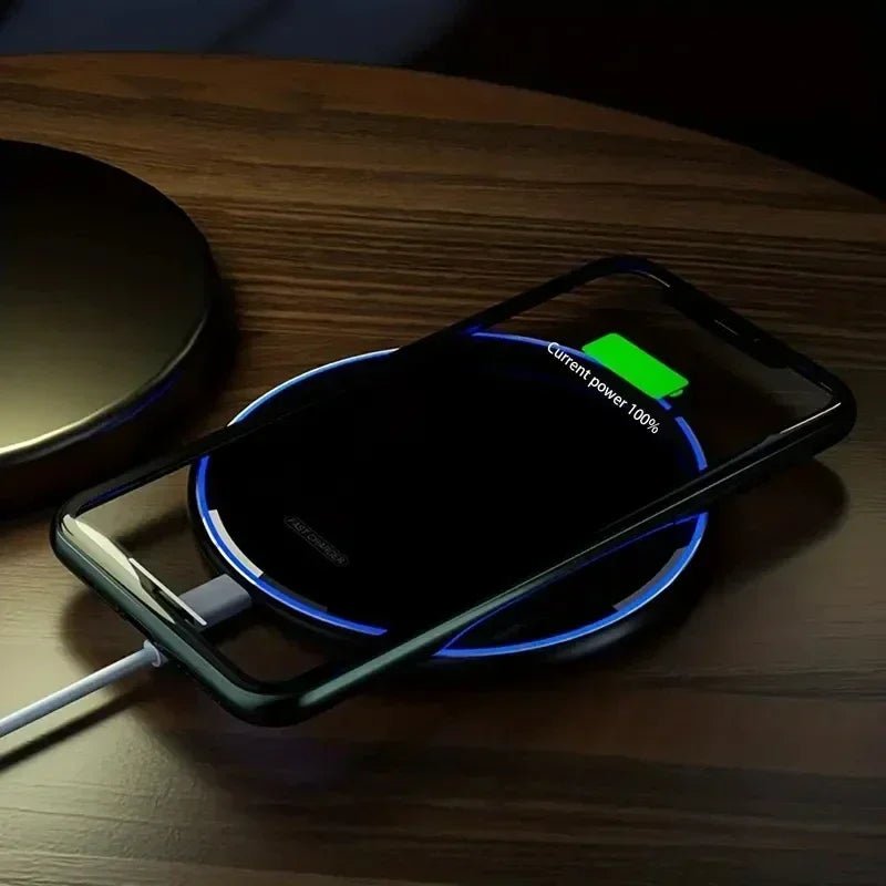 Metal Wireless Charger Pad Led Light for iPhone 17 16 15 14 13 12 Pro Max Samsung S25 Xiaomi Mini Fast Wireless Charging Station - Cozy & Co. Market