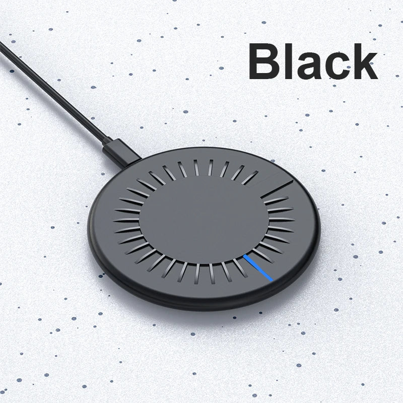 Metal Wireless Charger Pad Led Light for iPhone 17 16 15 14 13 12 Pro Max Samsung S25 Xiaomi Mini Fast Wireless Charging Station - Cozy & Co. Market