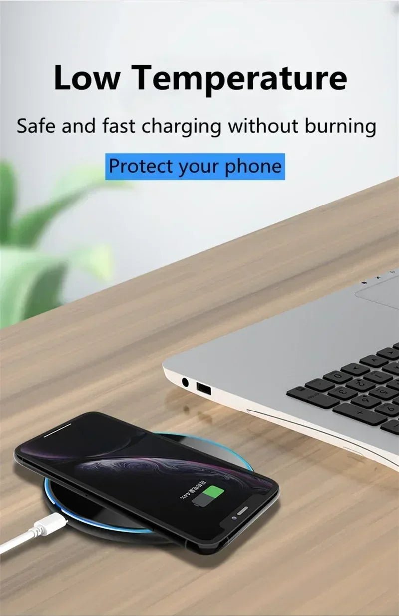 Metal Wireless Charger Pad Led Light for iPhone 17 16 15 14 13 12 Pro Max Samsung S25 Xiaomi Mini Fast Wireless Charging Station - Cozy & Co. Market