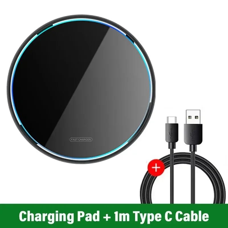 Metal Wireless Charger Pad Led Light for iPhone 17 16 15 14 13 12 Pro Max Samsung S25 Xiaomi Mini Fast Wireless Charging Station - Cozy & Co. Market