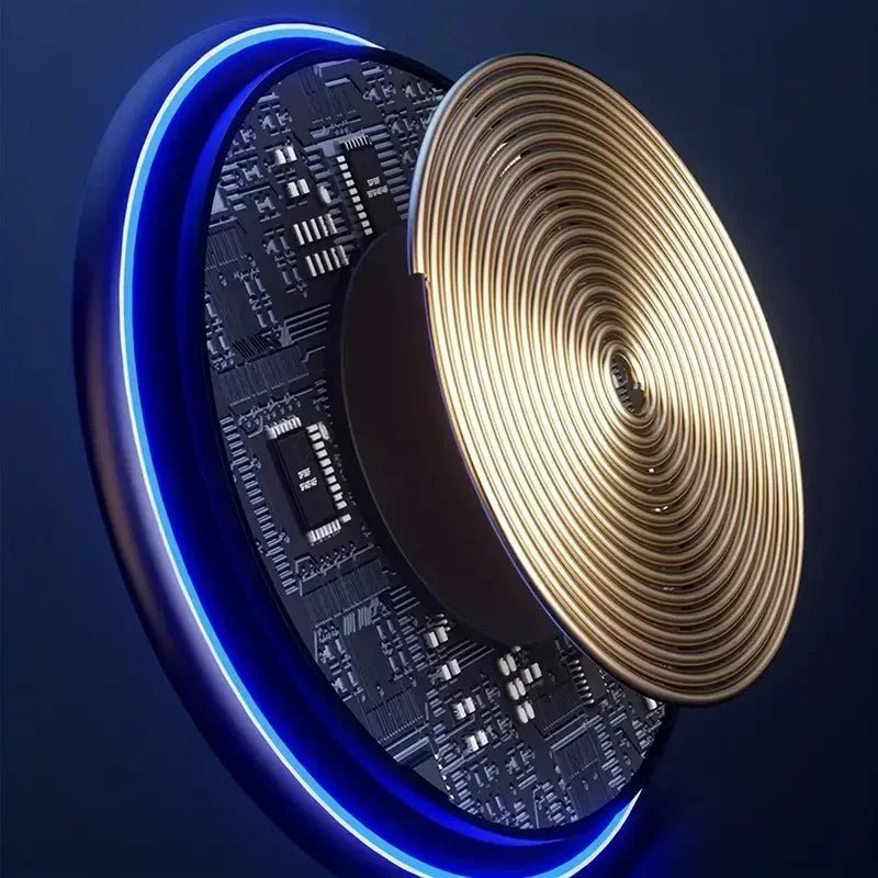 Metal Wireless Charger Pad Led Light for iPhone 17 16 15 14 13 12 Pro Max Samsung S25 Xiaomi Mini Fast Wireless Charging Station - Cozy & Co. Market