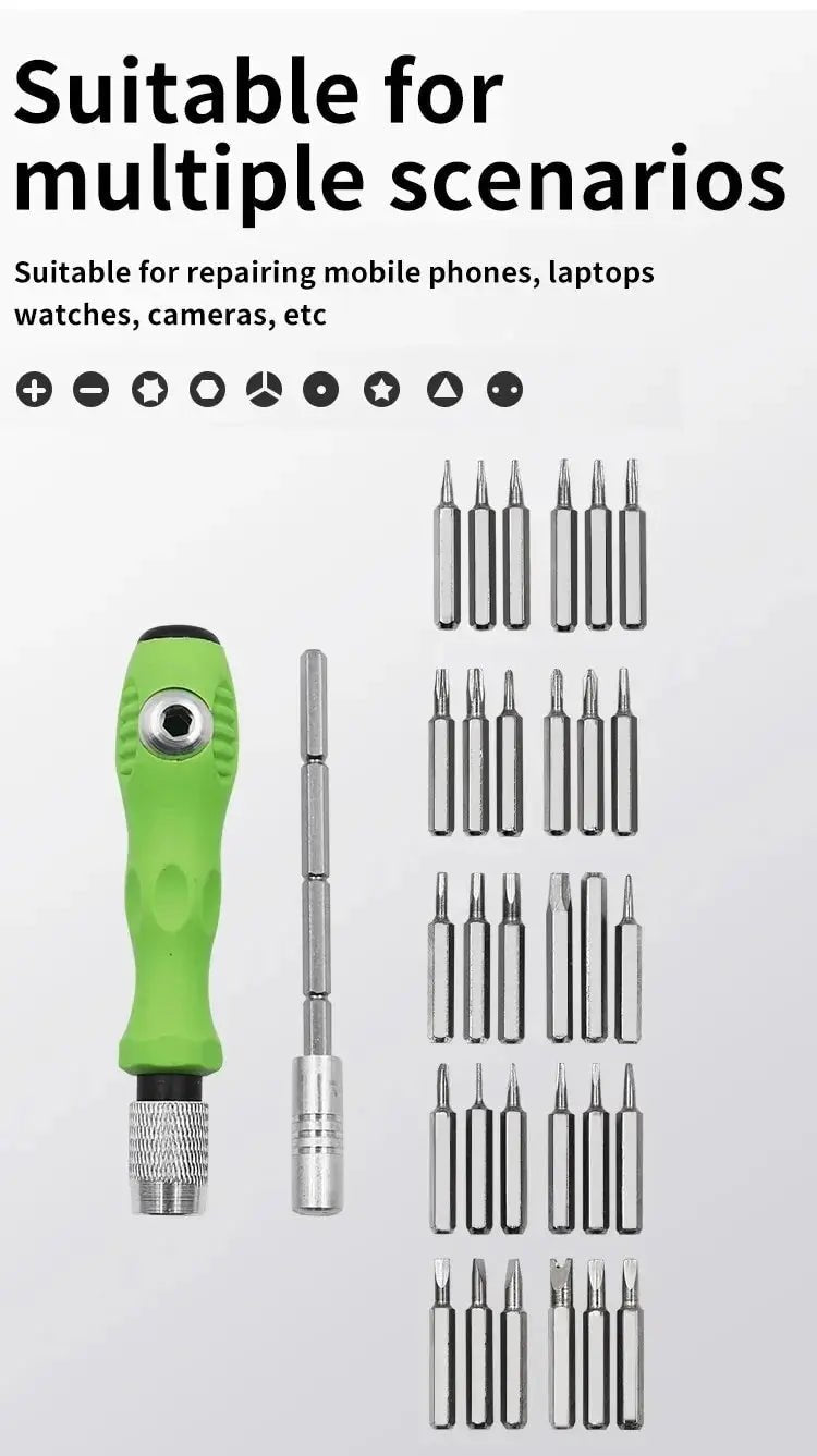 Mini 32-in-1 Precision Screwdriver Set Magnetic Phillips Bits Multifunctional Hand Repair Tool Kit for Phone Watch Glasses PC - Cozy & Co. Market