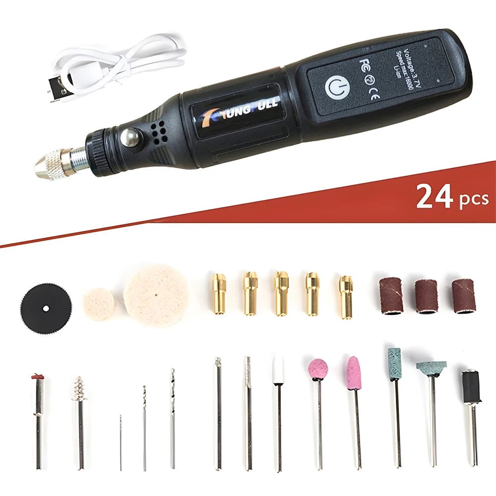 Mini Electric Drill USB Wireless Mini Handheld Drill Rotary Tool Woodworking Engraving Pen Dremel Tools for Jewelry Metal Glass - Cozy & Co. Market