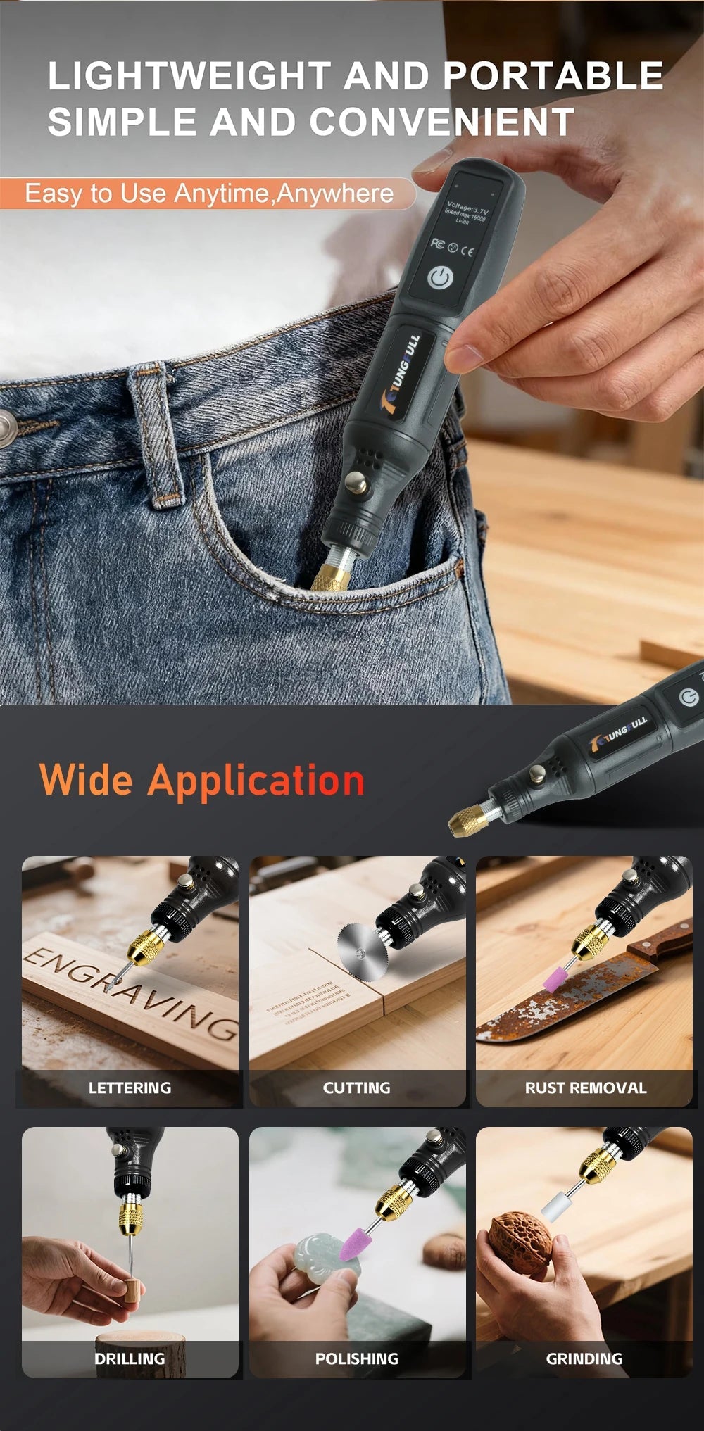 Mini Electric Drill USB Wireless Mini Handheld Drill Rotary Tool Woodworking Engraving Pen Dremel Tools for Jewelry Metal Glass - Cozy & Co. Market