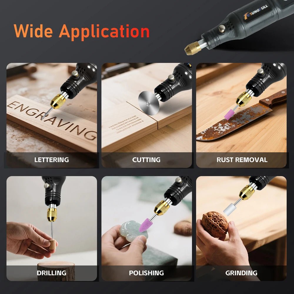 Mini Electric Drill USB Wireless Mini Handheld Drill Rotary Tool Woodworking Engraving Pen Dremel Tools for Jewelry Metal Glass - Cozy & Co. Market