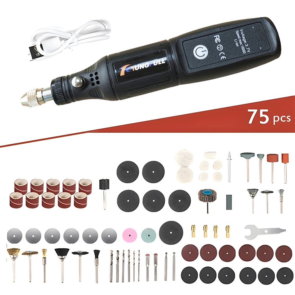 Mini Electric Drill USB Wireless Mini Handheld Drill Rotary Tool Woodworking Engraving Pen Dremel Tools for Jewelry Metal Glass - Cozy & Co. Market