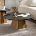 Modern Round Wooden Coffee Table Design Sturdy Pedestal Base Easy Assembly for Living Room Furniture - Cozy & Co. Market