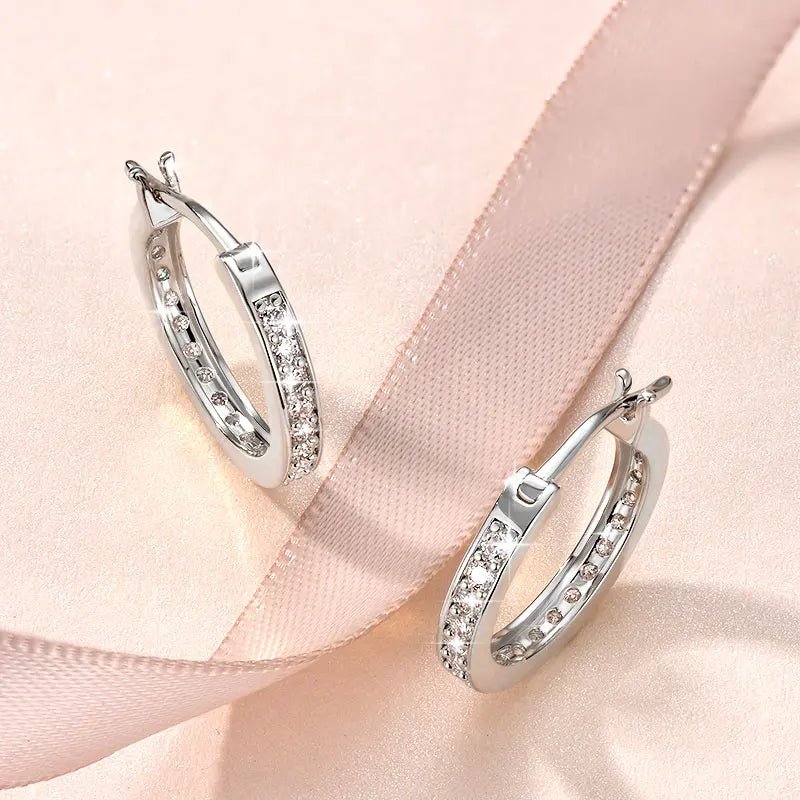 Moissanite Unisex Bridal Anniversary Gift Channel Setting Round Cut D VVS1 Moissanite Classic Hoop Earrings for Men and Women - Cozy & Co. Market