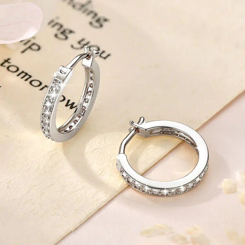 Moissanite Unisex Bridal Anniversary Gift Channel Setting Round Cut D VVS1 Moissanite Classic Hoop Earrings for Men and Women - Cozy & Co. Market