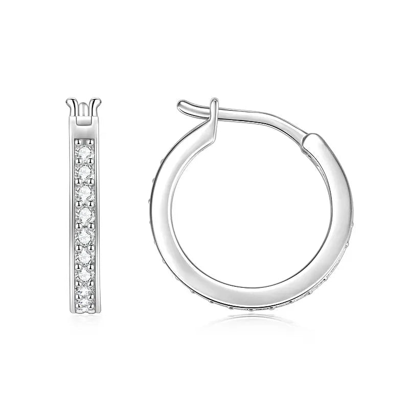 Moissanite Unisex Bridal Anniversary Gift Channel Setting Round Cut D VVS1 Moissanite Classic Hoop Earrings for Men and Women - Cozy & Co. Market