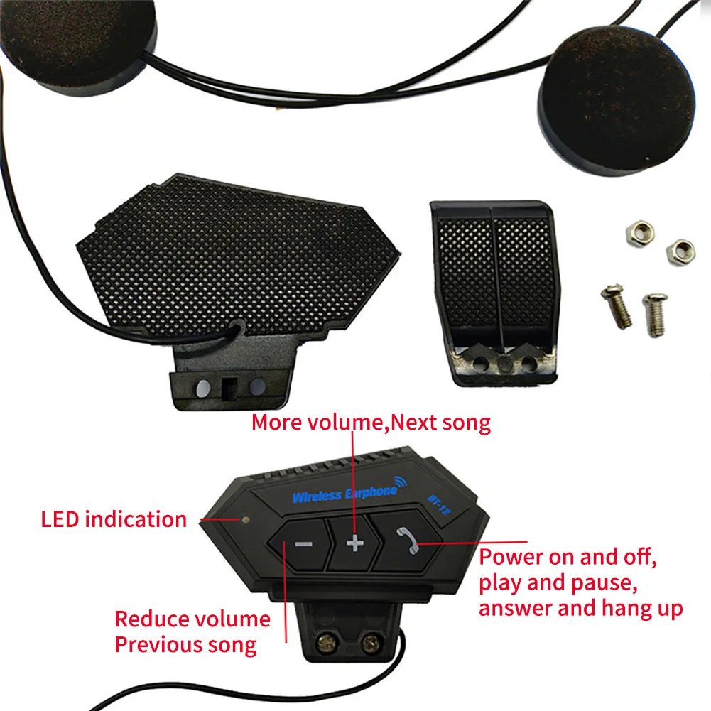 Motorcycle Wireless Helmet Headset BT12 Large Capacity 1000 MAh - Cozy & Co. Market
