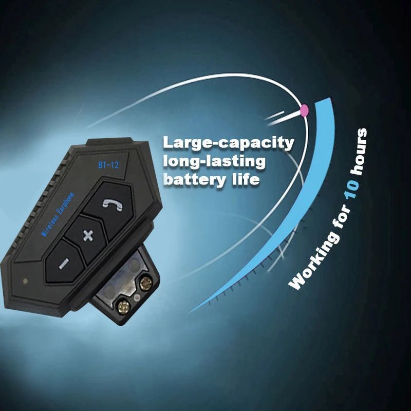 Motorcycle Wireless Helmet Headset BT12 Large Capacity 1000 MAh - Cozy & Co. Market