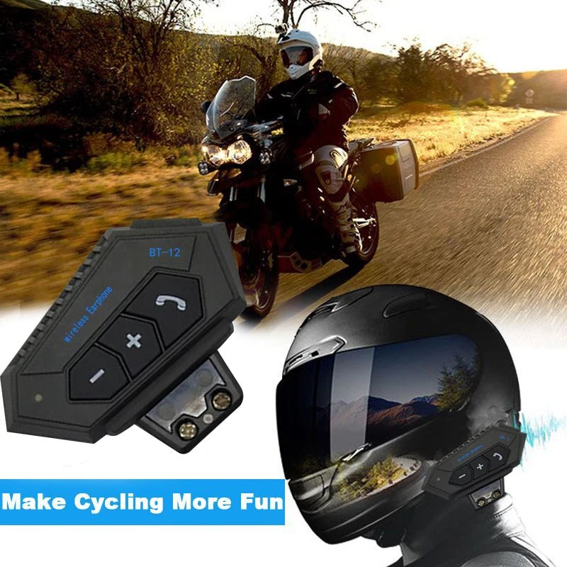 Motorcycle Wireless Helmet Headset BT12 Large Capacity 1000 MAh - Cozy & Co. Market