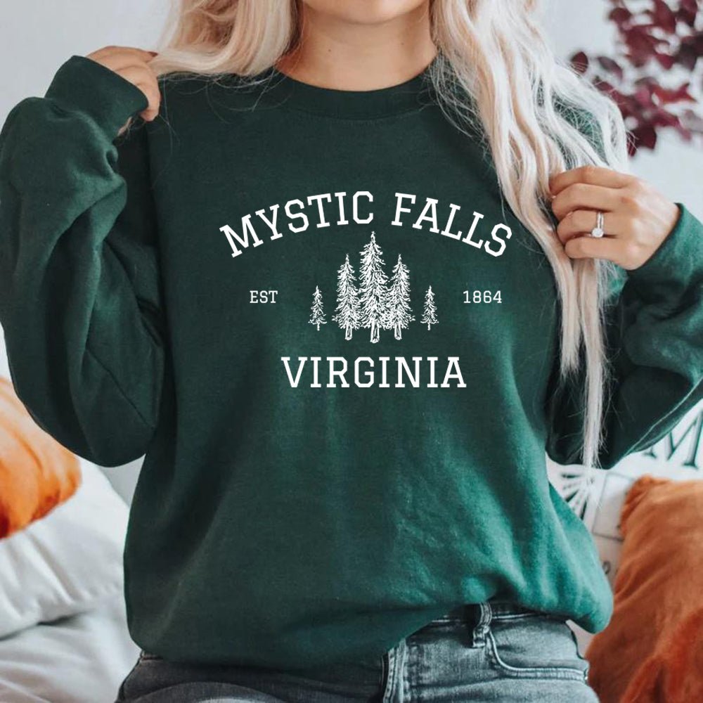 Mystic Falls Virginia Sweatshirt Vampire Fan Sweater Salvatore Brothers Hoodie Unisex Long Sleeve Sweatshirts Casual Pullovers - Cozy & Co. Market