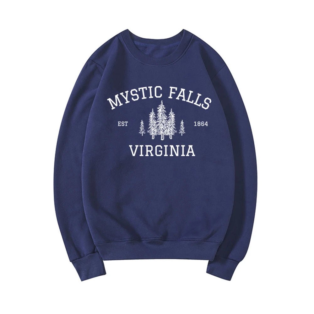 Mystic Falls Virginia Sweatshirt Vampire Fan Sweater Salvatore Brothers Hoodie Unisex Long Sleeve Sweatshirts Casual Pullovers - Cozy & Co. Market