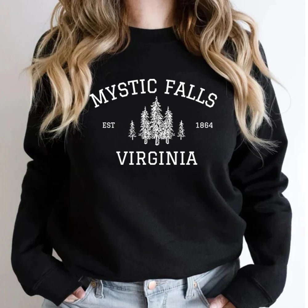 Mystic Falls Virginia Sweatshirt Vampire Fan Sweater Salvatore Brothers Hoodie Unisex Long Sleeve Sweatshirts Casual Pullovers - Cozy & Co. Market