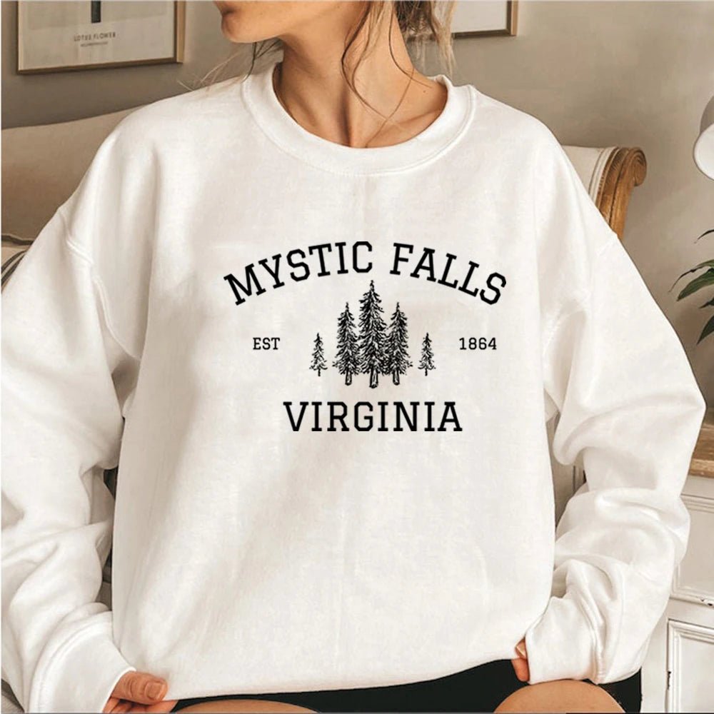 Mystic Falls Virginia Sweatshirt Vampire Fan Sweater Salvatore Brothers Hoodie Unisex Long Sleeve Sweatshirts Casual Pullovers - Cozy & Co. Market