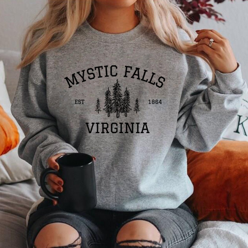 Mystic Falls Virginia Sweatshirt Vampire Fan Sweater Salvatore Brothers Hoodie Unisex Long Sleeve Sweatshirts Casual Pullovers - Cozy & Co. Market
