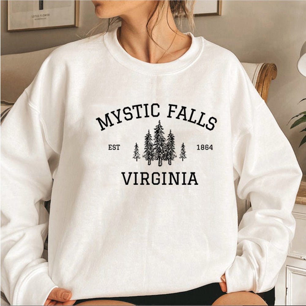 Mystic Falls Virginia Sweatshirt Vampire Fan Sweater Salvatore Brothers Hoodie Unisex Long Sleeve Sweatshirts Casual Pullovers - Cozy & Co. Market