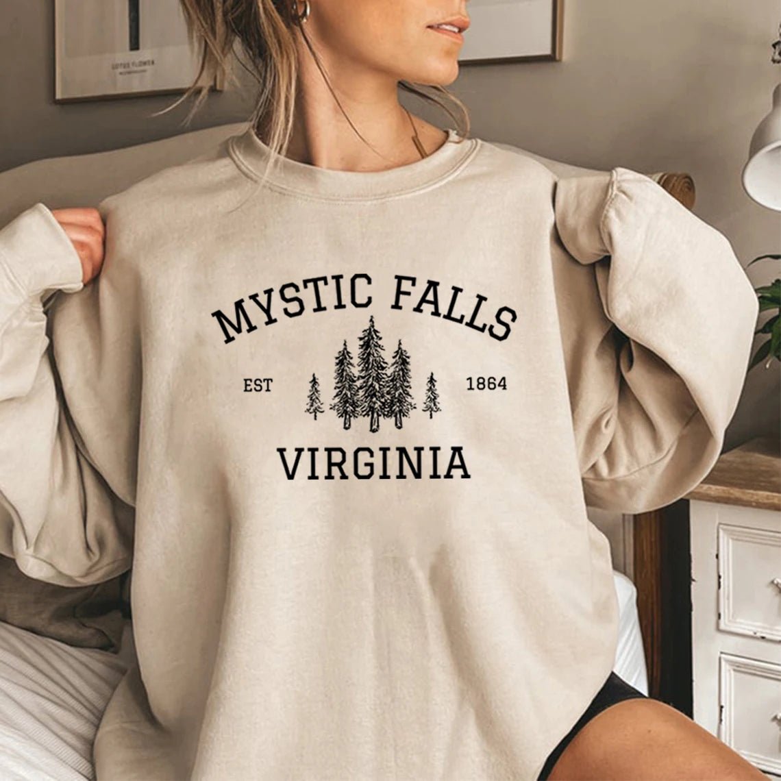 Mystic Falls Virginia Sweatshirt Vampire Fan Sweater Salvatore Brothers Hoodie Unisex Long Sleeve Sweatshirts Casual Pullovers - Cozy & Co. Market