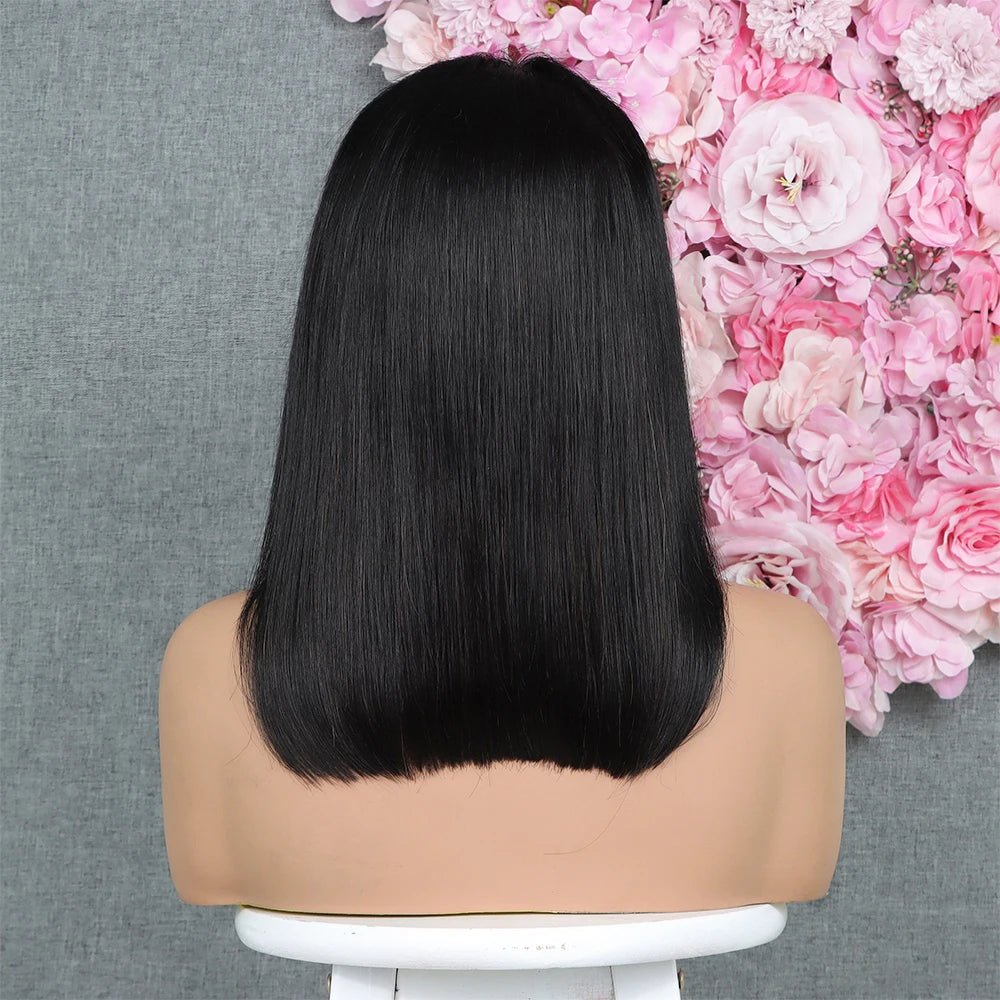 Natural Human Bob Wig Pre Plucked Baby Hair 180% Density Short Front Transparent for Natural Black Women Straight Bob Frontal - Cozy & Co. Market