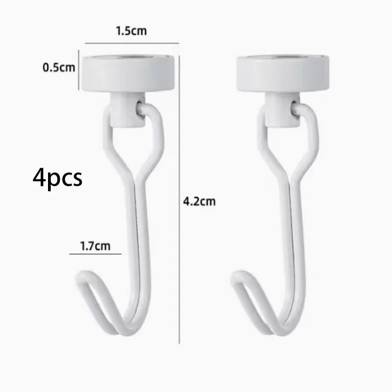 Neodymium Magnetic Hooks 5KG - 360° Rotating No Drill Hangers for Fridge/Doors, 4PCs Heavy Duty Kitchen Organizer (Black/White) - Cozy & Co. Market