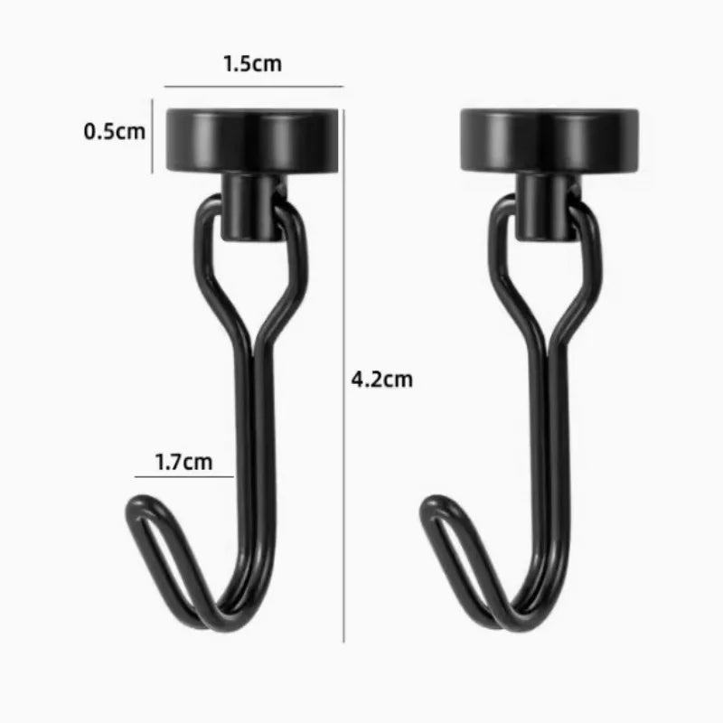 Neodymium Magnetic Hooks 5KG - 360° Rotating No Drill Hangers for Fridge/Doors, 4PCs Heavy Duty Kitchen Organizer (Black/White) - Cozy & Co. Market