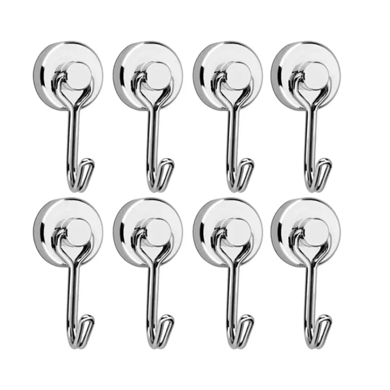 Neodymium Magnetic Hooks 5KG - 360° Rotating No Drill Hangers for Fridge/Doors, 4PCs Heavy Duty Kitchen Organizer (Black/White) - Cozy & Co. Market