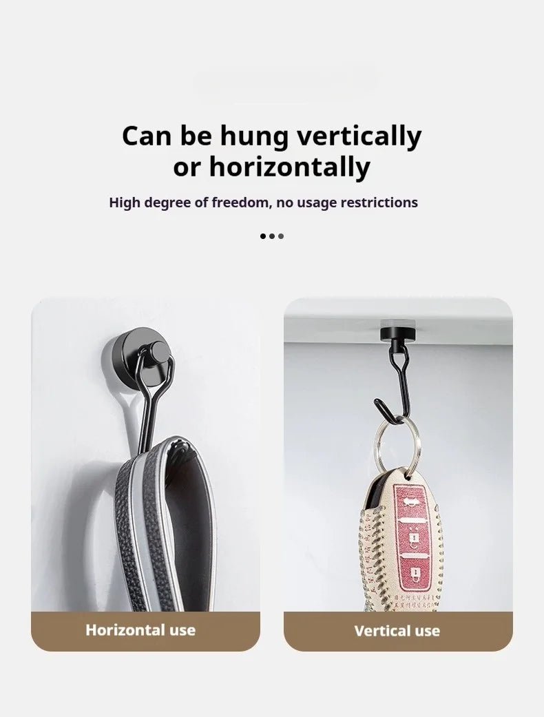 Neodymium Magnetic Hooks 5KG - 360° Rotating No Drill Hangers for Fridge/Doors, 4PCs Heavy Duty Kitchen Organizer (Black/White) - Cozy & Co. Market