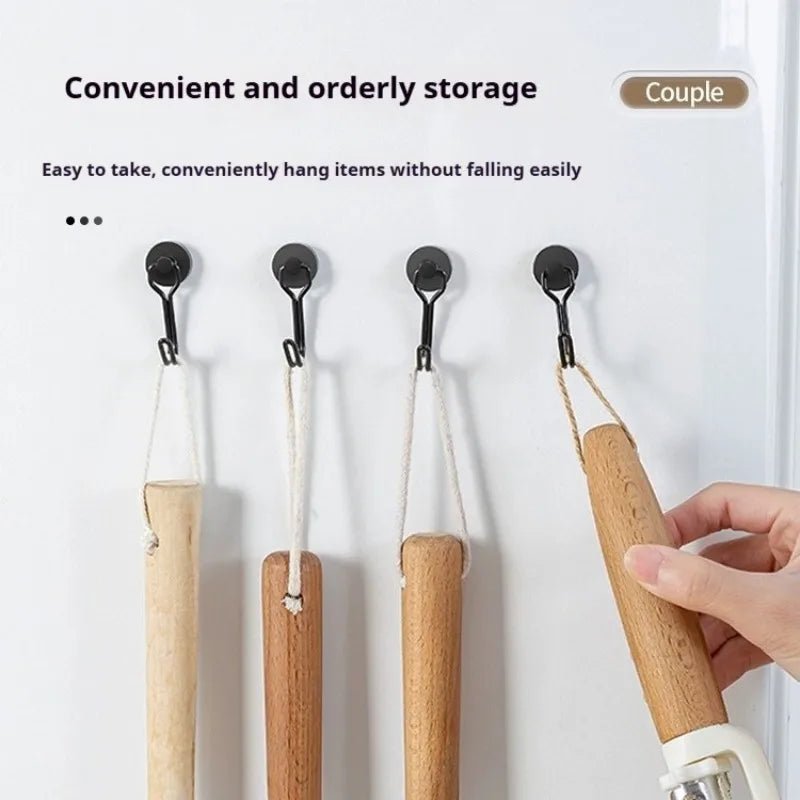 Neodymium Magnetic Hooks 5KG - 360° Rotating No Drill Hangers for Fridge/Doors, 4PCs Heavy Duty Kitchen Organizer (Black/White) - Cozy & Co. Market