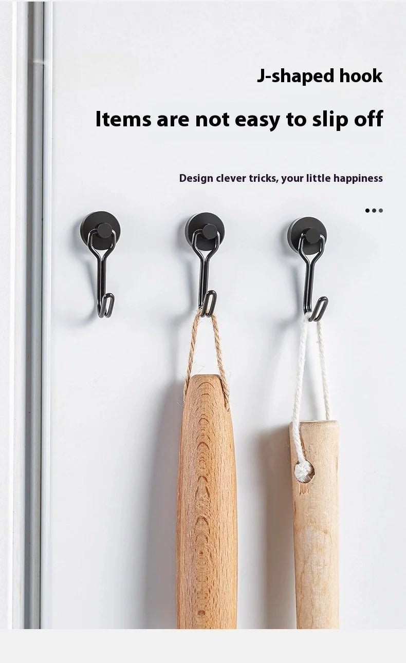 Neodymium Magnetic Hooks 5KG - 360° Rotating No Drill Hangers for Fridge/Doors, 4PCs Heavy Duty Kitchen Organizer (Black/White) - Cozy & Co. Market