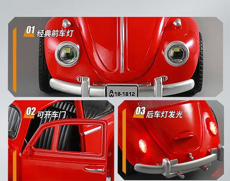 New 1:18 Classic Car Beetle 1955 Alloy Car Model Sound and Light Pull Back Children's Toy Collectibles Birthday gift - Cozy & Co. Market