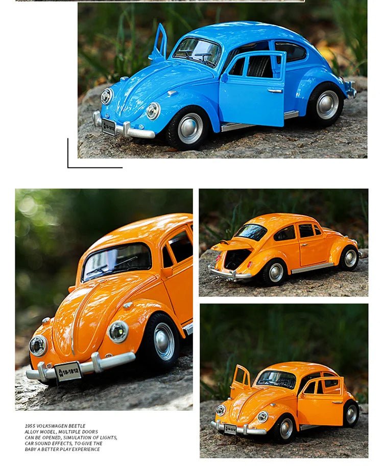 New 1:18 Classic Car Beetle 1955 Alloy Car Model Sound and Light Pull Back Children's Toy Collectibles Birthday gift - Cozy & Co. Market