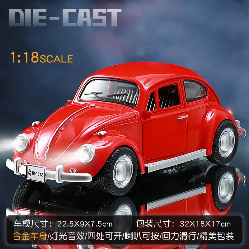 New 1:18 Classic Car Beetle 1955 Alloy Car Model Sound and Light Pull Back Children's Toy Collectibles Birthday gift - Cozy & Co. Market