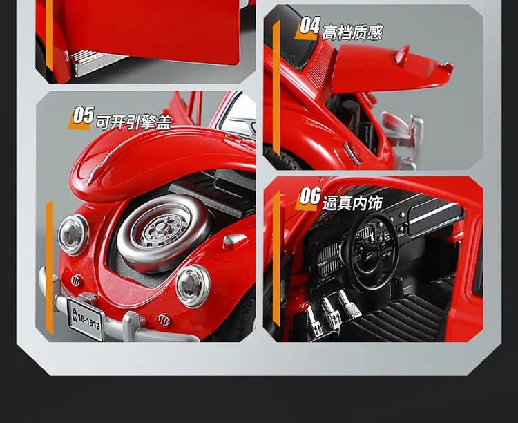 New 1:18 Classic Car Beetle 1955 Alloy Car Model Sound and Light Pull Back Children's Toy Collectibles Birthday gift - Cozy & Co. Market