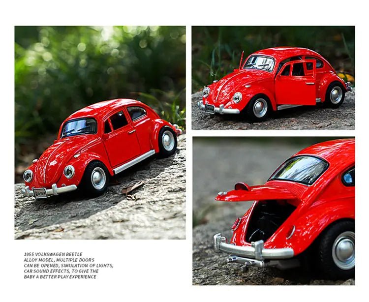 New 1:18 Classic Car Beetle 1955 Alloy Car Model Sound and Light Pull Back Children's Toy Collectibles Birthday gift - Cozy & Co. Market