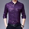 New Arrival Men's Casual Long Sleeve Satin Blouse Shirt Loose Fit Stand Collar Anti-Wrinkle Autumn Stripe Print Wholesale - Cozy & Co. Market