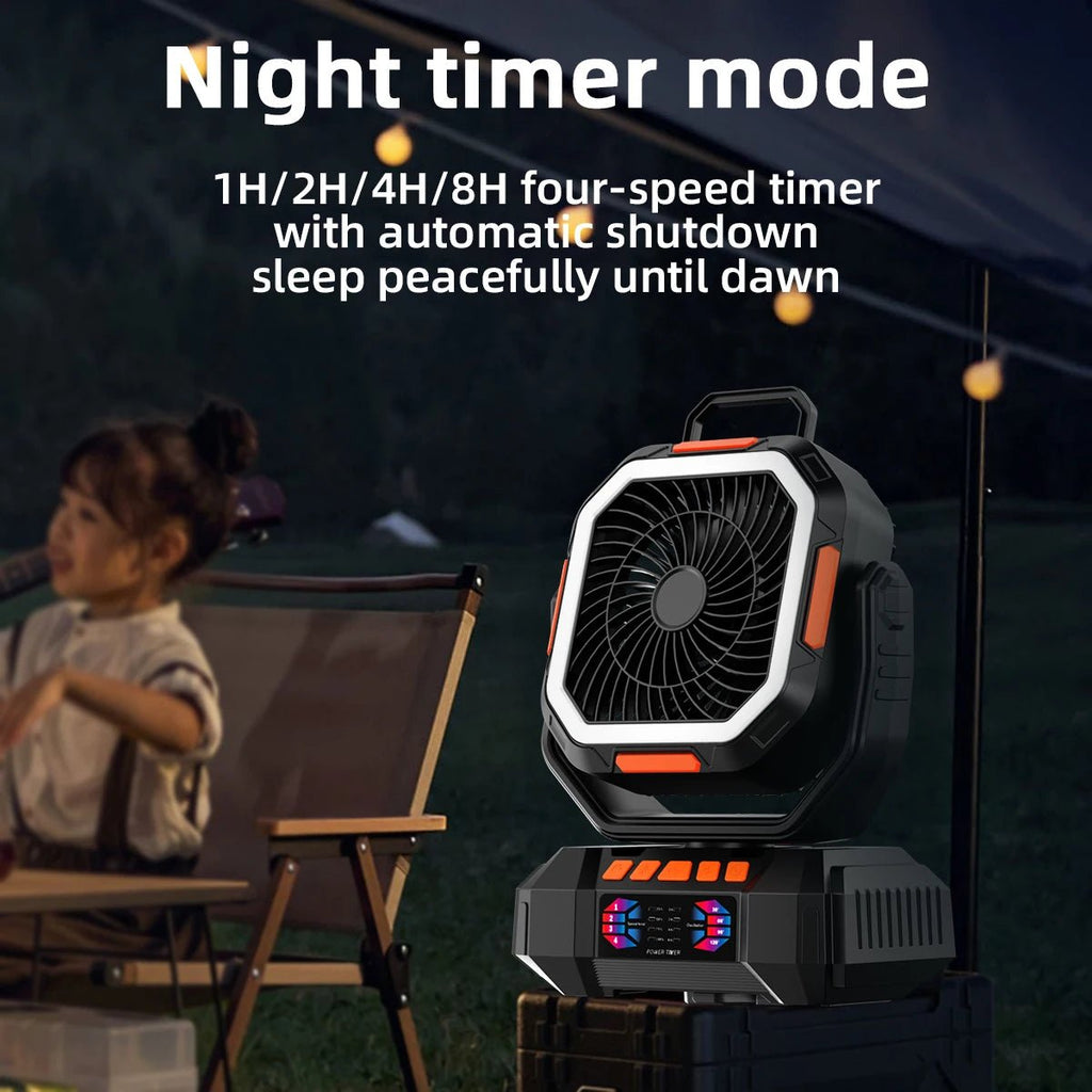 New Arrival Rechargeable Fan 40000mAh Portable 4 Levels Speed Long Battery Camp Fan with 5 Lighting for Outdoor Camping Picnic - Cozy & Co. Market