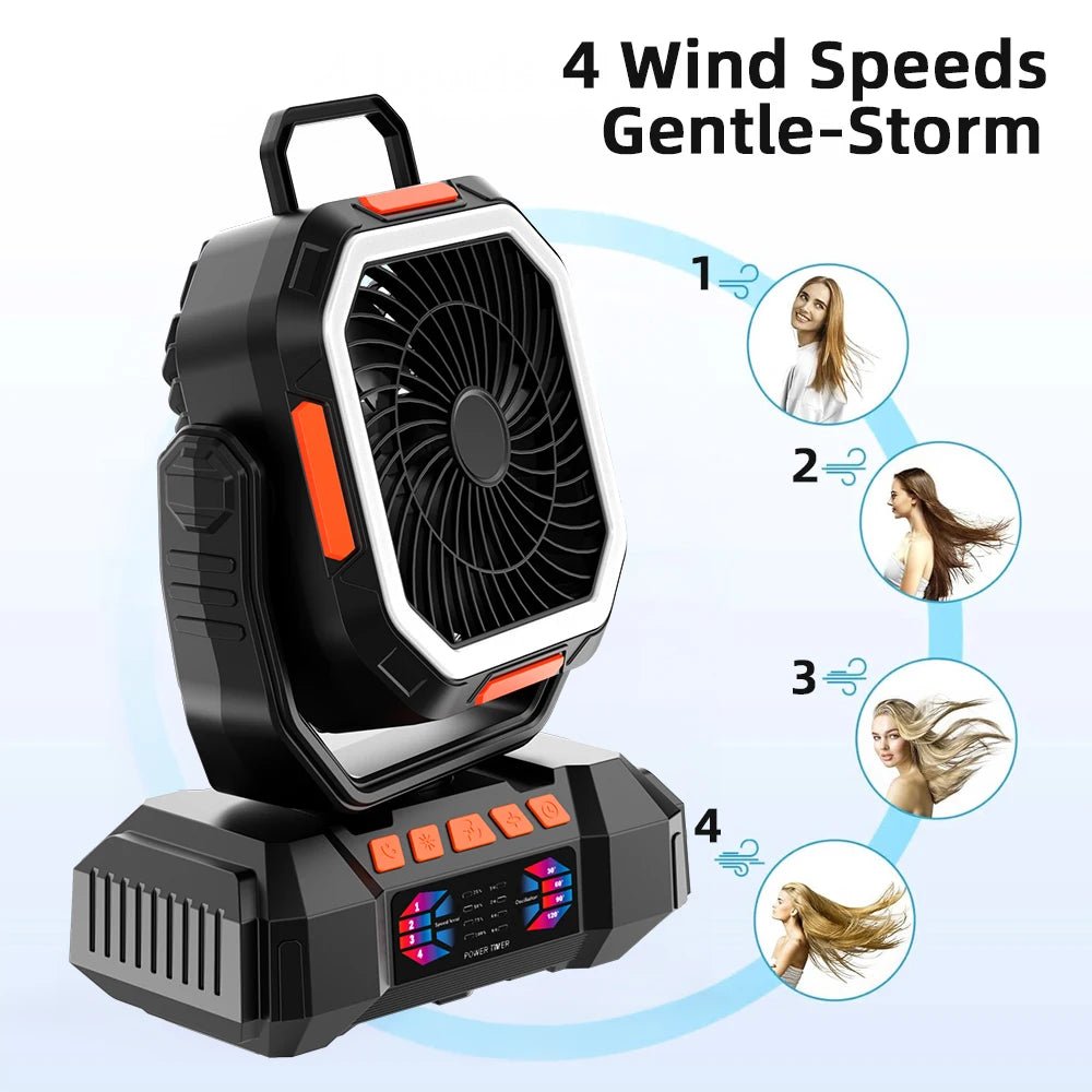 New Arrival Rechargeable Fan 40000mAh Portable 4 Levels Speed Long Battery Camp Fan with 5 Lighting for Outdoor Camping Picnic - Cozy & Co. Market