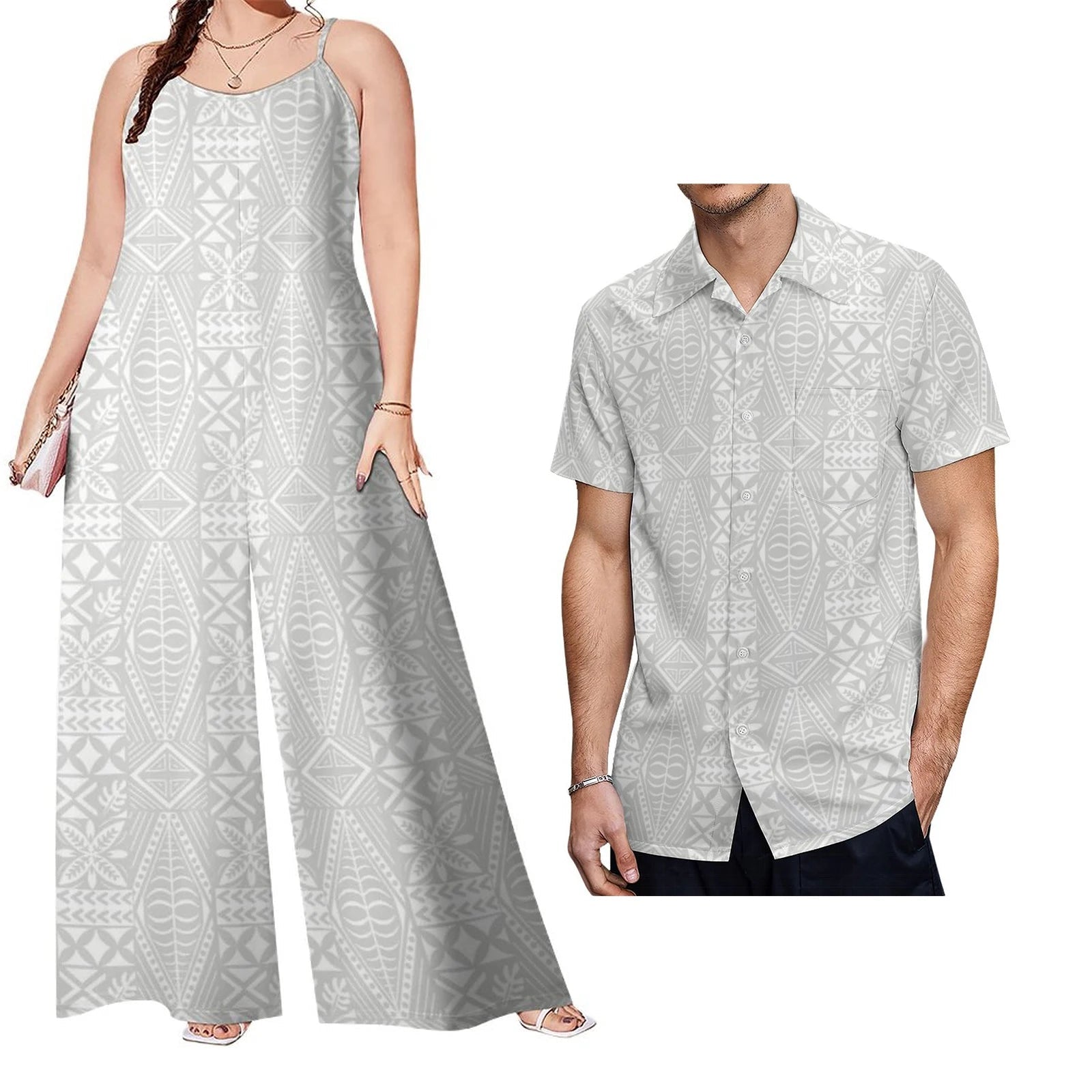 New Arrivals 2023 Luxury Design Match Clothes for Couple Polynesian Tapa Tribal Plus Size Fashion Custom Set of Couples 1 MOQ - Cozy & Co. Market