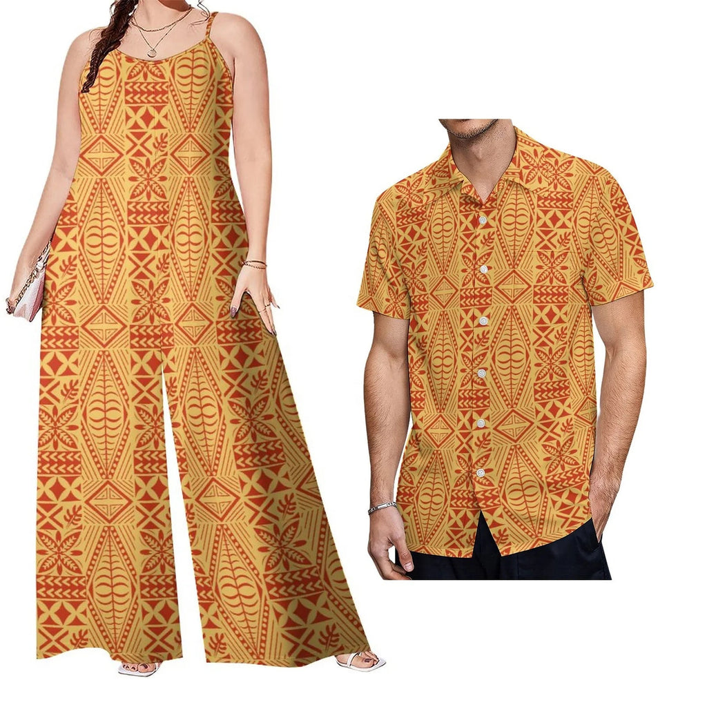 New Arrivals 2023 Luxury Design Match Clothes for Couple Polynesian Tapa Tribal Plus Size Fashion Custom Set of Couples 1 MOQ - Cozy & Co. Market