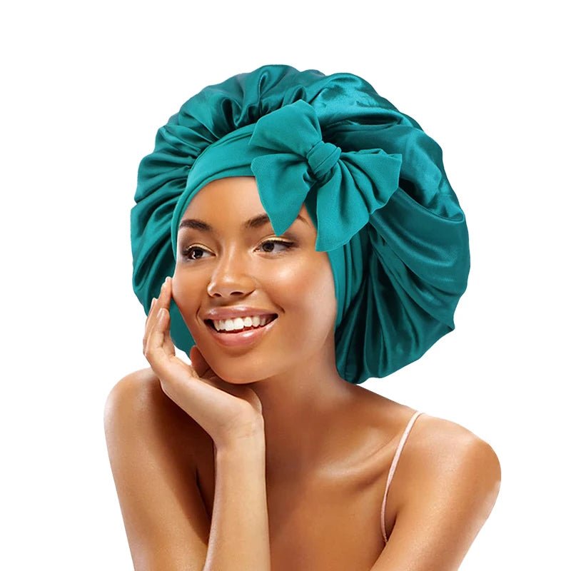 New Satin Solid Sleeping Hat With Stretchy Tie Band Elastic For Women Night Shower Cap Adjustable Hair Head Cover Bonnet Turban - Cozy & Co. Market