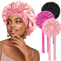 New Satin Solid Sleeping Hat With Stretchy Tie Band Elastic For Women Night Shower Cap Adjustable Hair Head Cover Bonnet Turban - Cozy & Co. Market