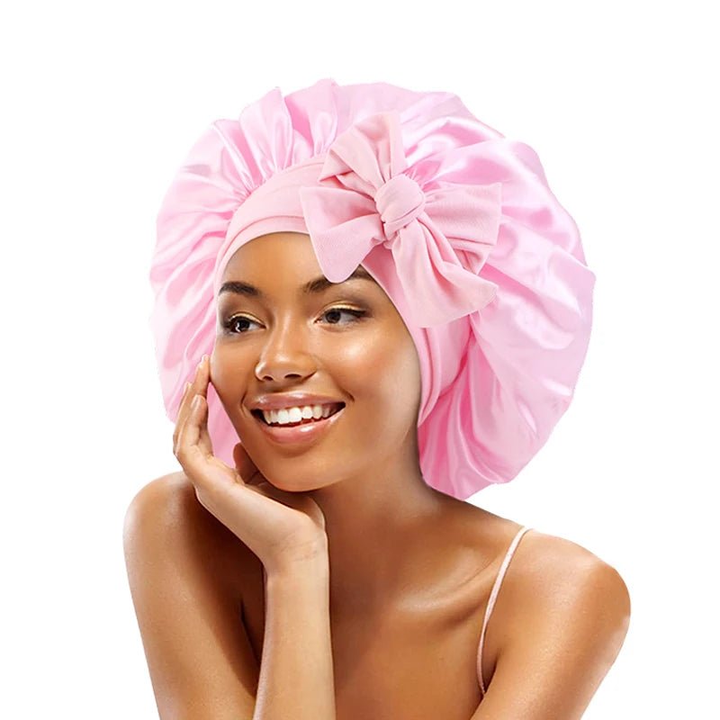 New Satin Solid Sleeping Hat With Stretchy Tie Band Elastic For Women Night Shower Cap Adjustable Hair Head Cover Bonnet Turban - Cozy & Co. Market