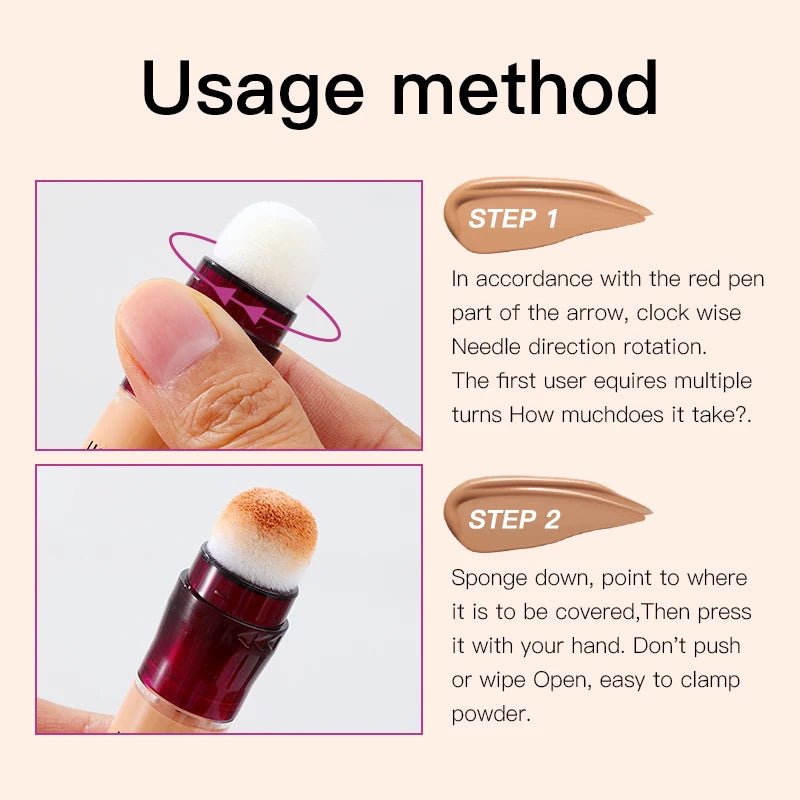 New Sponge Head Concealer for Dark Circles Freckles Acne Pigmentation and Blemishes Long Lasting Moisturizing Liquid Foundation - Cozy & Co. Market