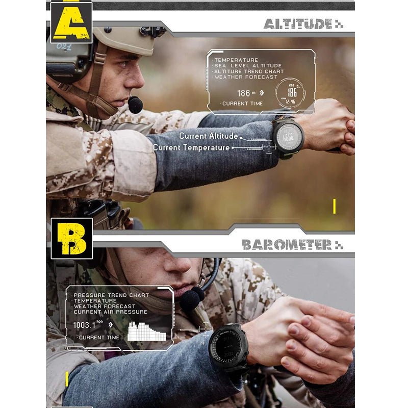 NORTH EDGE Men's sport Digital watch Hours Running Swimming Military Army watches Altimeter Barometer Compass waterproof 50m - Cozy & Co. Market