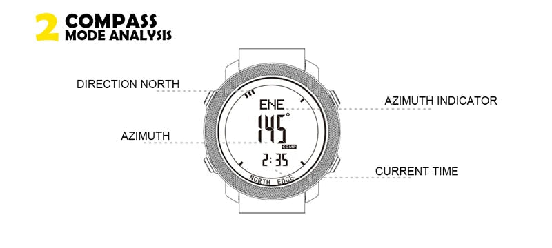 NORTH EDGE Men's sport Digital watch Hours Running Swimming Military Army watches Altimeter Barometer Compass waterproof 50m - Cozy & Co. Market